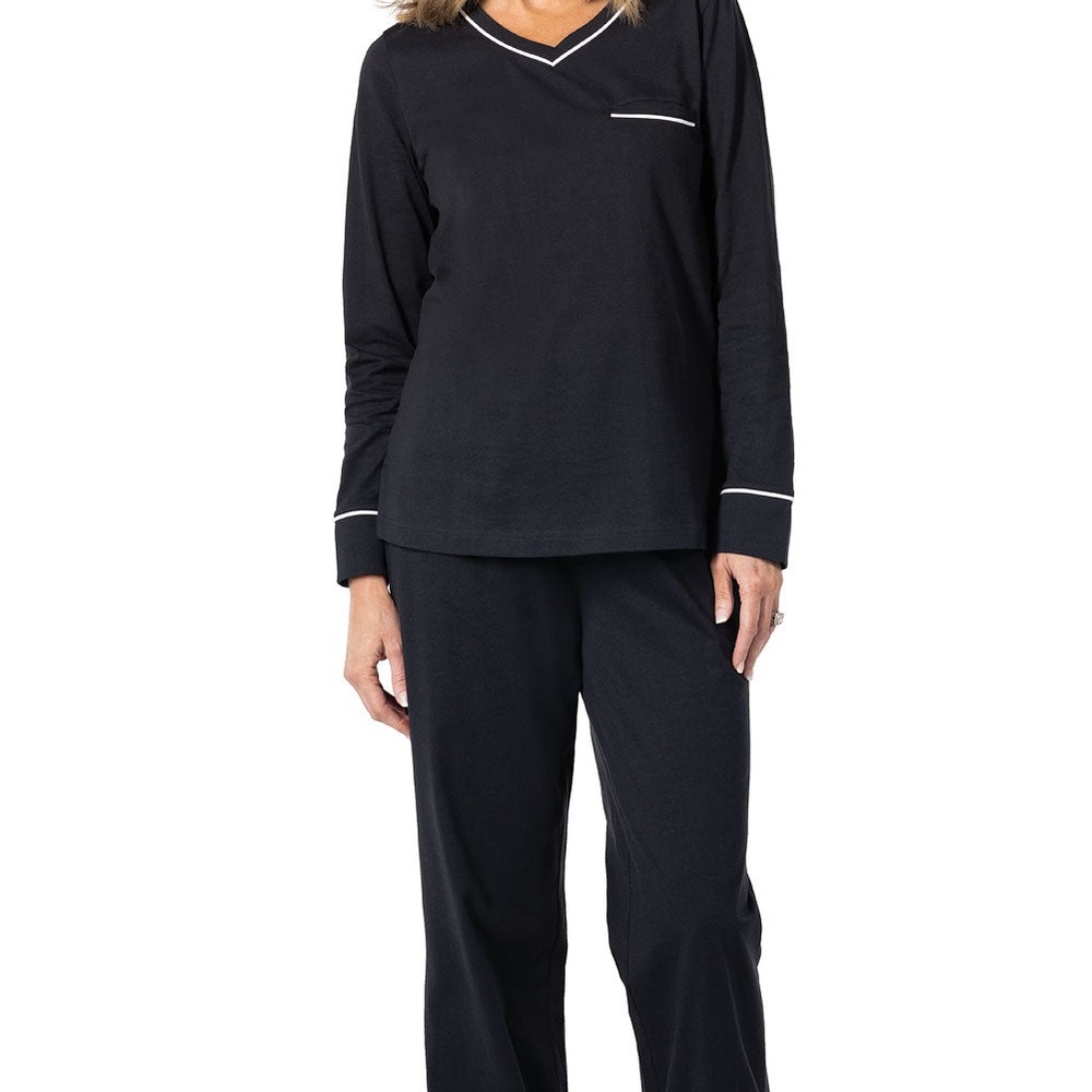 Pajamagram Chic Black Pajama Set with White Accents